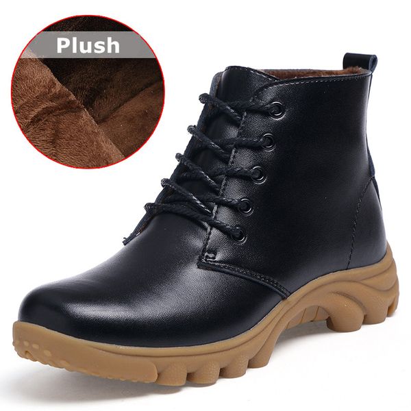 

doc woman boots platform martins shoes woman leather plush autumn winter warm short boots women shoes brand designers, Black