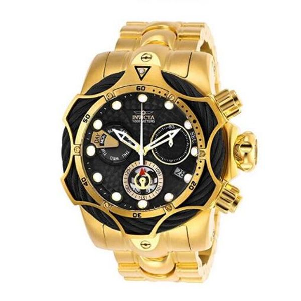 

invicta venom модель -26654 хронограф кабель позолоченный стальной браслет черный 52 мм мужские кварцевые часы, Slivery;brown