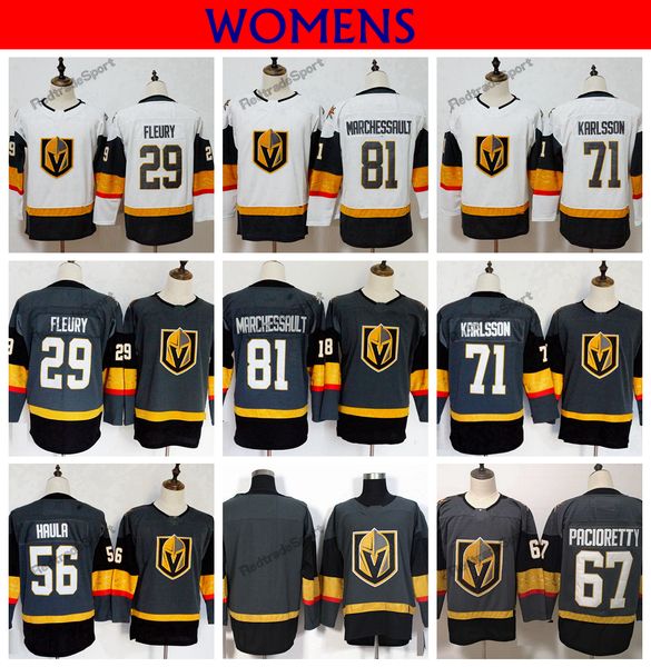 

womens vegas golden knights 29 marc-andre fleury 81 marchessault 71 william karlsson 67 max pacioretty haula hockey jerseys stitched shirt, Black;red