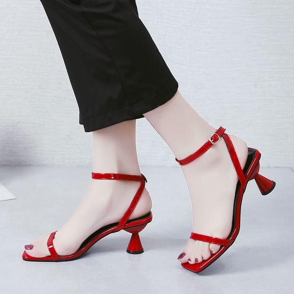 

2020 summer female sandal all-match sale of women's shoes beige heeled sandals clear heels espadrilles platform buckle strap, Black