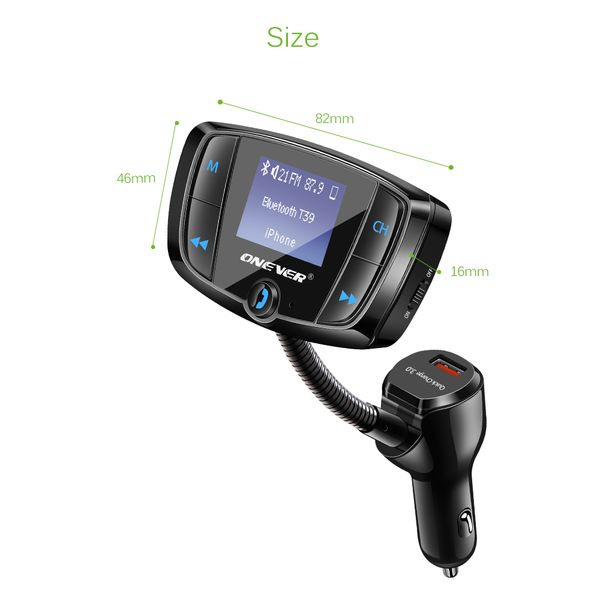 

bluetooth fm transmitter quick charge 3.0 car charger fm modulator hands-car kit mp3 player power off switch