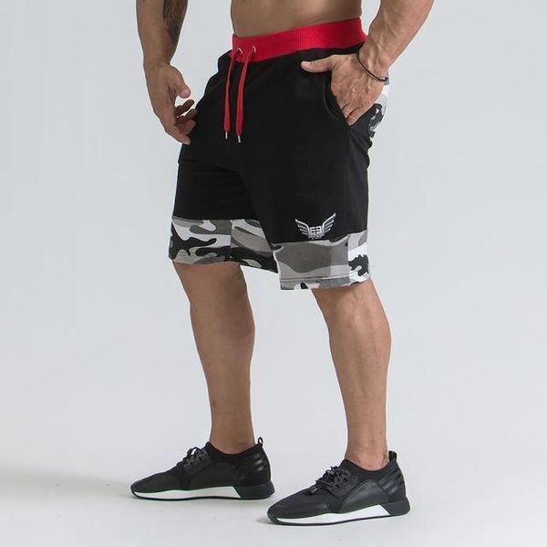 

mens bodybuilding shorts fitness workout 3 inseam bottom cotton male fashion casual short pants brand clothing mma muay thai famous, White;black