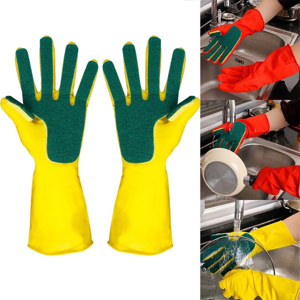 

kitchen cleaning gloves home washing spone cleaning gloves sponge fingers rubber household wash dish bowl spoon gloves 4 style jfa2111