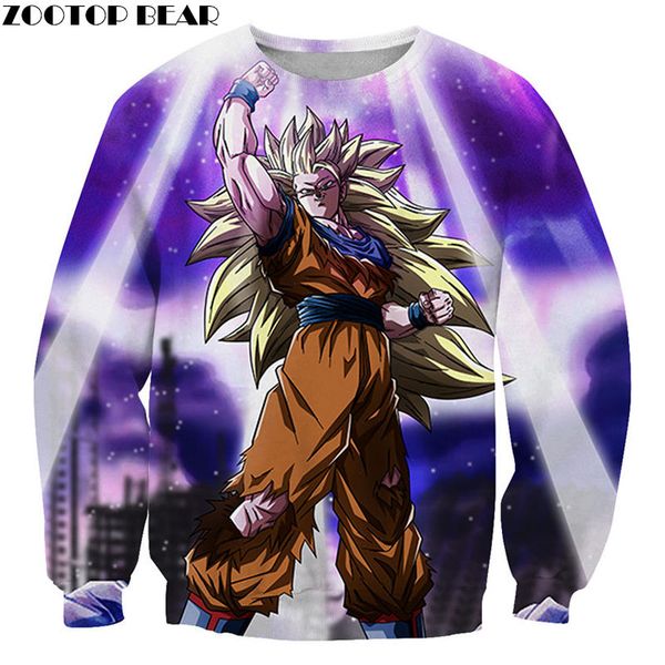 

purple dragonball hipster long sleeve 3d print men's sweatshirts tracksuits anime pullovers casual thick drop ship, Black