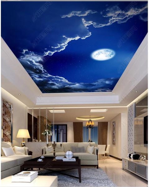 

customized large 3d p wallpaper 3d ceiling murals wallpaper painting style romantic night sky moon ceiling zenith mural