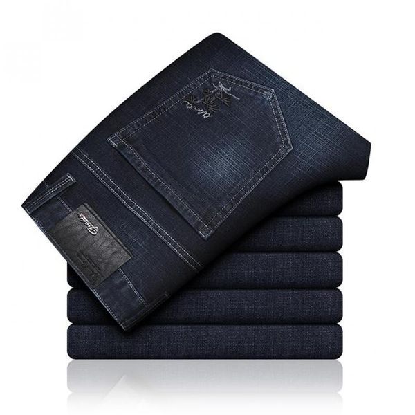 

2019 autumn new jeans men scratched fashion denim jeans full length pants slim fit plus size brand clothing, Blue