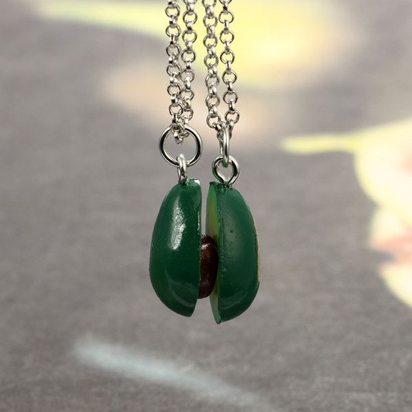 

funique green fruit pendant necklaces female 2019 avocado heart charm long chain necklace for women party jewelry accessories, Silver