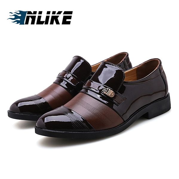 

inlike big size dress shoes men leather formal shoes men oxford for wedding, Black