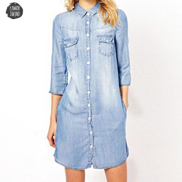 

women dress shirt dresses denim large buttons solid mini dress long women seven sleeve casual dress women aug3 designer clothes, Black;gray