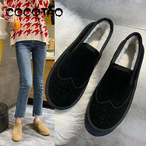 

2019 new autumn wild fashion snow boots women plus velvet warm flat boots short casual temperament cotton, Black