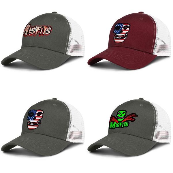 

the misfits pop art army-green mens and womens trucker cap baseball cool custom fashion mesh hats vinyl sticker bloody letters logo us, Blue;gray