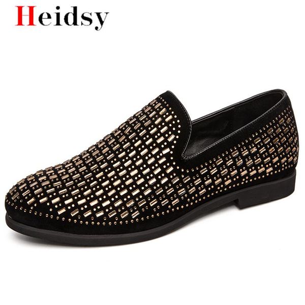 

classic rhinestone shoes loafers men's loafers velvet slip on business office wedding party mature black casual dress shoes male