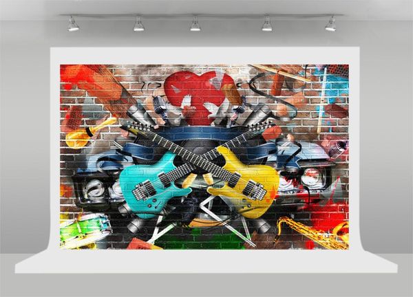 2019 Music Rock 90s Themed Party Decor Graffiti Brick Wall Photography Backdrops For Pictures Birthday Party Photo Background Xt 5799 From Paozhu