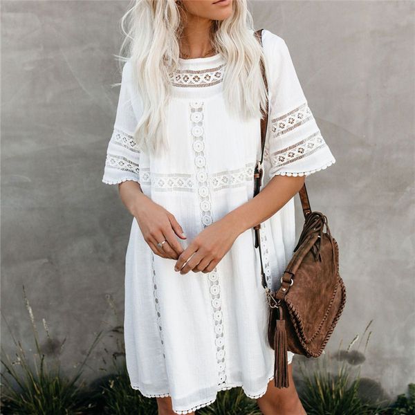 

tunic cover-ups 2019 white cotton tunic beach mini dress summer women beachwear v-neck button front swimsuit cover up#z291, Blue;gray