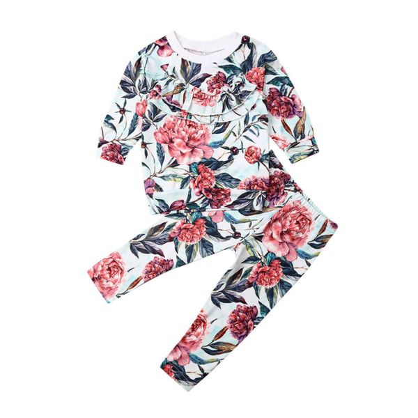 

Toddler Infant Kid Baby Girl Autumn Cotton Floral Long Sleeve O-Neck Top Pants Outfit 2Pcs Cloths Set Costume Clothing 1-4Y