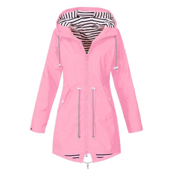 

waterproof jacket women plus size 5xl raincoat wind jacket autumn solid waterproof rain windproof coats famale d20, Tan;black