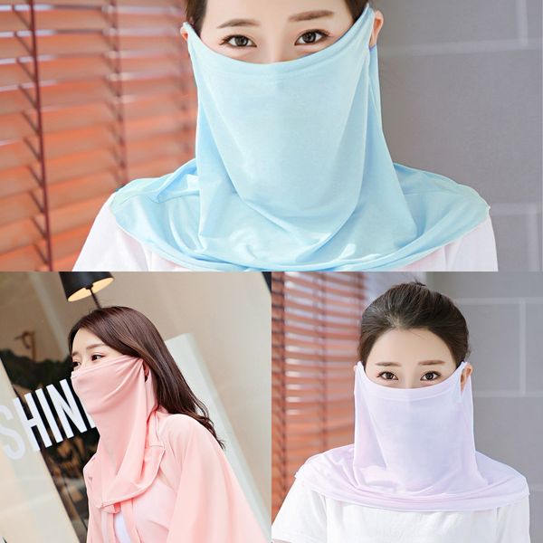 

aaxvm stock, summer cycling half face mask cool outdoor silk ice anti-uv scarf breathable cycling sports neck facemask fishing, Black