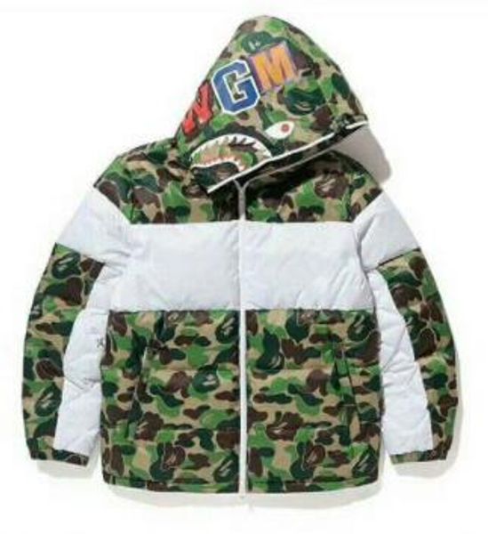 

Camouflage green white down jacket men women jacket coat winter thick outerwear parka men clothing top, Black