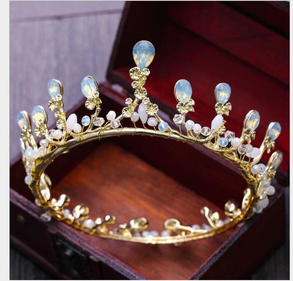 

headwear golden crystal princess crown wedding hair ornaments wedding dress accessories, Slivery;golden