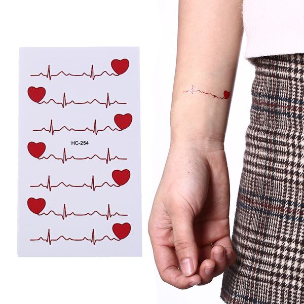 

new ecg temporary tattoo men and women love tattoos products waterproof disposable tattoo stickers to cover the scar