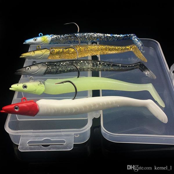 

1 box + mixed 5 color 11cm 22g jigs fishing hooks fishhooks single hook soft baits & lures artificial bait pesca accessories