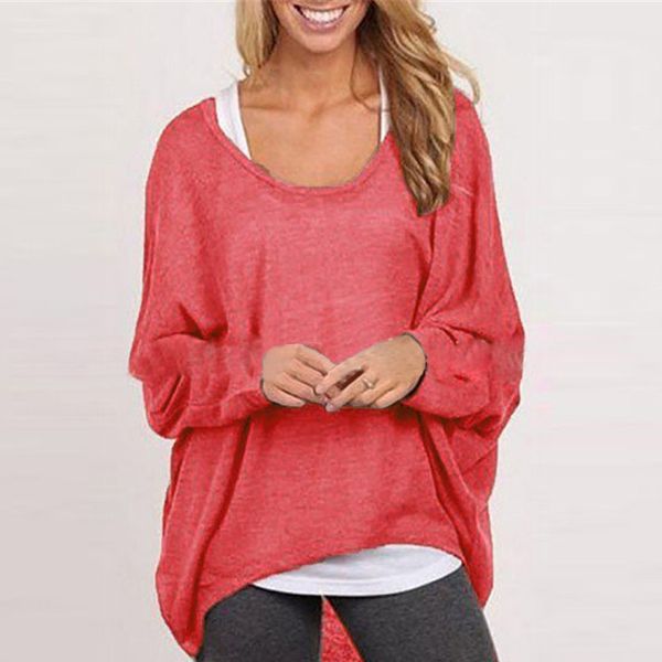 

2019 new ladies casual loose round neck long sleeve irregular sweater, White