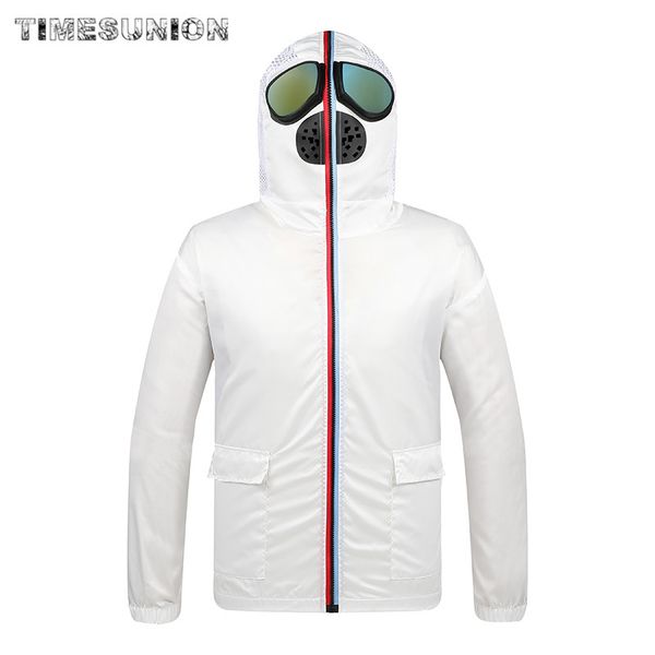 

protective coverall outwear slim jacket casual face fashion men's mens outerwear hooded coats full brand coat zipper male mask eutam, Black