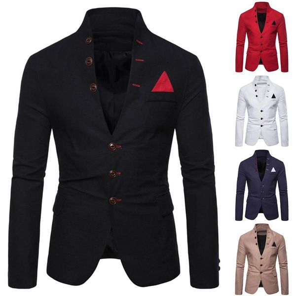 

men sl-im fits social blazer spring autumn fashion solid wedding dress jacket men casual business male suit jacket blazer gentle, White;black