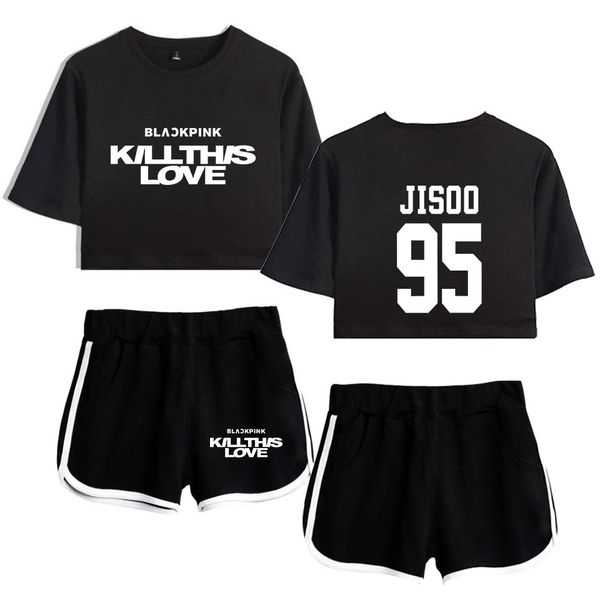 

blackpink 2019 popularity regiment leisure time shorts suit female, Black;blue