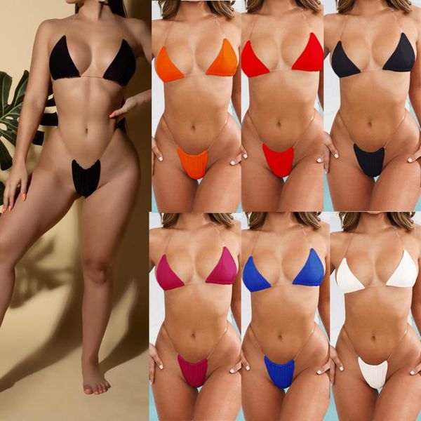 

bikinis set 2021 summer women bikini solid color swimsuits transparent shoulder strap swimwear beach