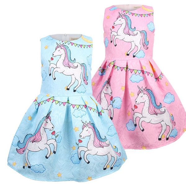 

ins summer girls dresses 2 colors unicorn for girls dresses kids designer clothes girls sleeveless kids clothing jy23, Red;yellow