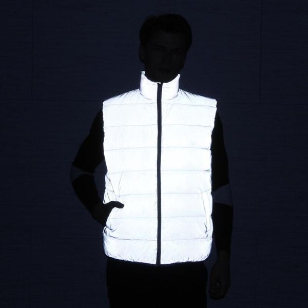 

silver reflective cotton outdoor sport vest men warm full zipper hip-hop running leisure vest with two size pockets s-xxxl, Black;blue