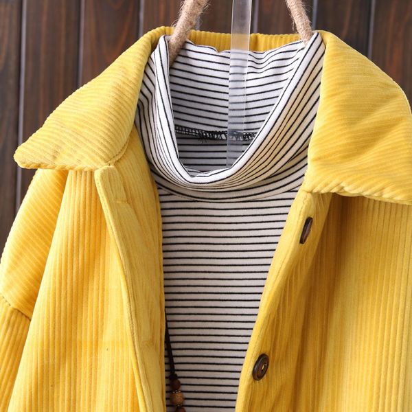 

2019 winter style korean-style retro versatile padded thick solid color corduroy mid-length cotton overcoat women's, Blue;black