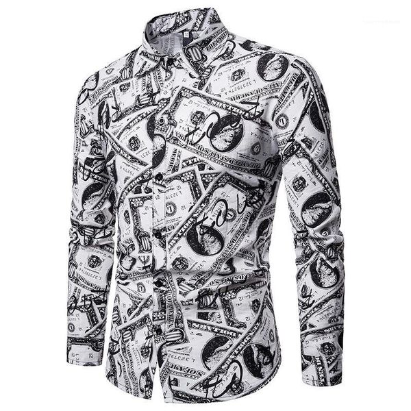 

sleeve lapel neck mens shirts casual males clothing all dollars print mens designer shirts fashion panelled long, White;black