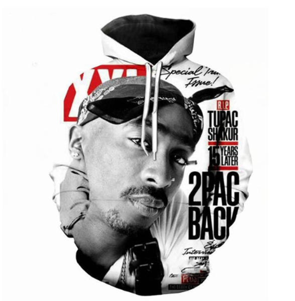 

новая мода рэппер печально известный b. i. g. biggie smalls тупак 2pac повседневные толстовки унисекс смешные 3d печати толстовки пуловеры г, Black