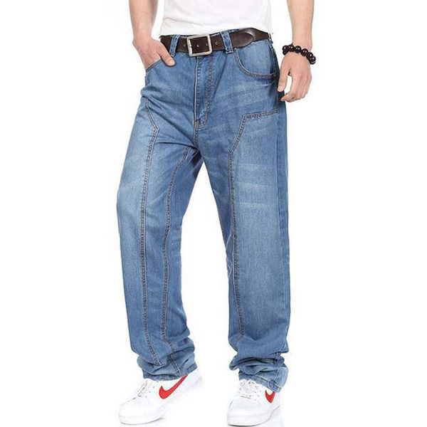 

new 2020 fashion plus size jeans men's hip-hop trousers skateboard men jeans hiphop clothes bottoms long pants, Blue