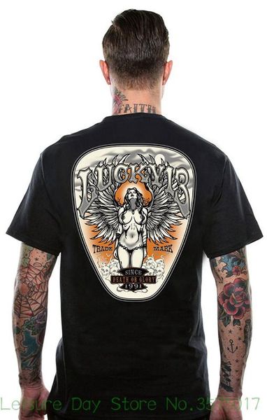 

лето короткие рукава хлопок мода лаки 13 black evilyn байкер нимфа мужская с коротким рукавом футболка, White;black