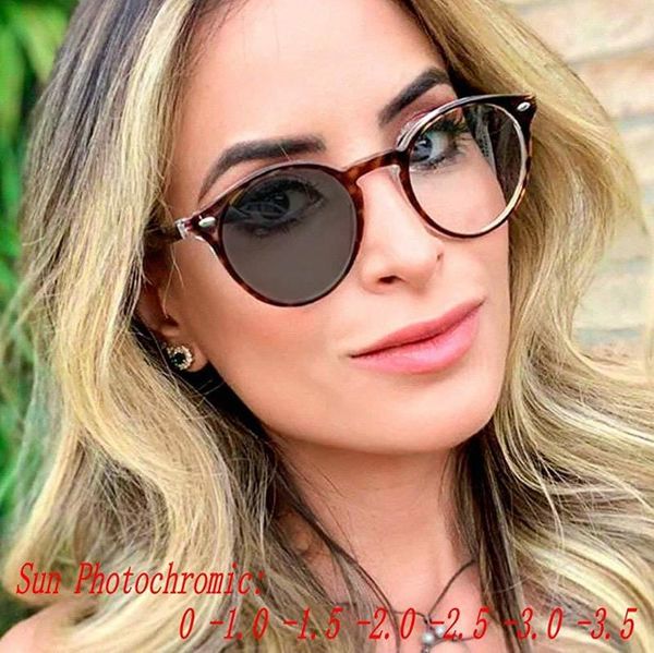 

mincl/retro round frame optical glasses frame female trend myopia ladies pchromic eyeglasses frames uv400 with box fml, Black