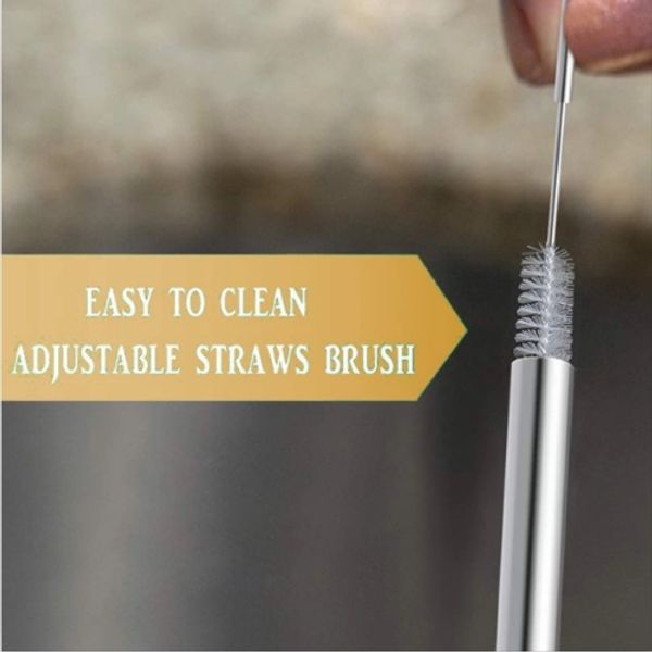 

portable stainless steel telescopic drinking straw travel straw reusable straw with 1 brush and carry case
