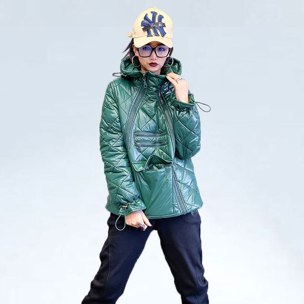 

autumn hooded short jacket women 2019 waterproof down jackets new fashion loose outerwear parka ladies slim winter coat zipper, Black