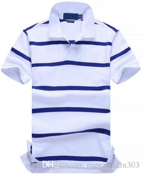 

fashion men casual striped polo shirts with small horse ralph brand cotton sport polos white size s-xxl, White;black