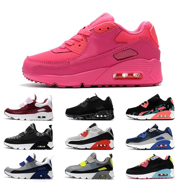 

kids sneakers children girls boys youth 90 shoes pink triple white black blue red slip-on big childrens kids trainers 28-3, White;red
