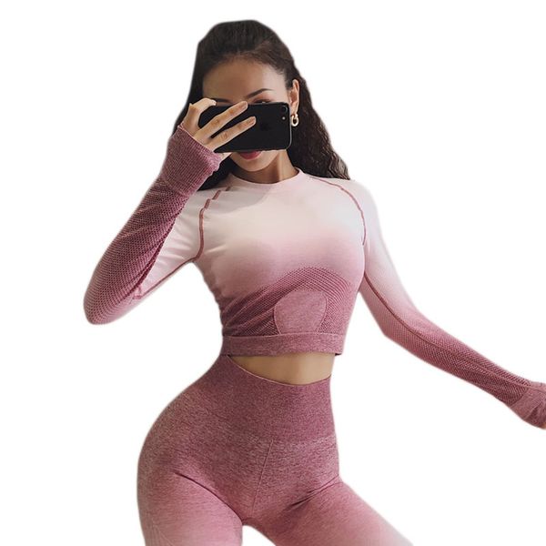 

vip seamless fitness long sleeve t-shirt skinny seamless long sleeve crop running jogging yoga 7colour, White;red