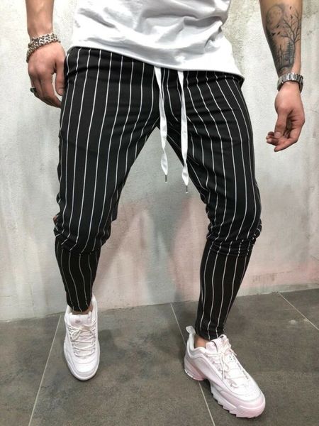 

Men Striped Long Casual Pants Slim Fit Skinny Urban Trousers Joggers Sweatpants Men's Striped Harlan Slacks