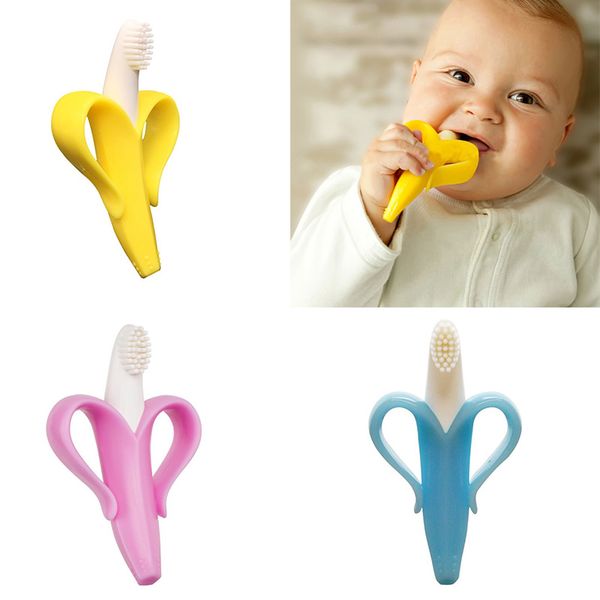 

safe banana shape baby teether toys silicone toothbrush teething kids tooth brush dental care gifts chew toys for children