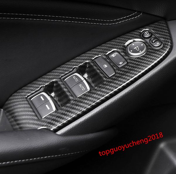 Apto para Honda Accord 2018 Interruptor de fibra de carbono janela do carro Inner Painel Tampa guarnição