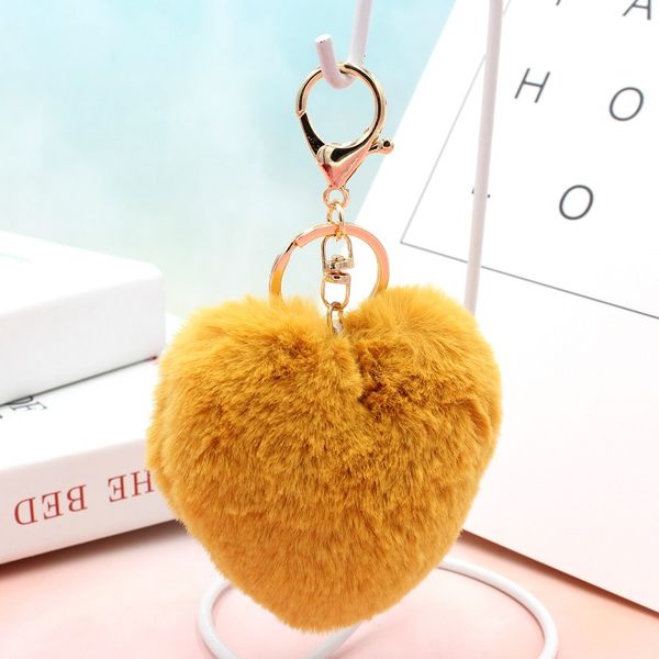 

fashion simple fashion red love heart-shaped plush keychain couple hair ball bag pendant car accessories sale