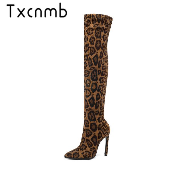 

txcnmb new 2019 slim over the knee boots women faux suede thigh high boots stretch winter ladies fashion long booties, Black