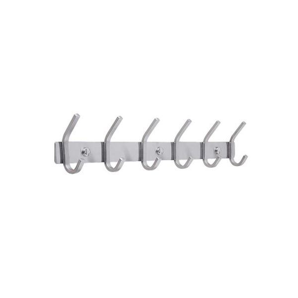

1 pc door back hook 6 pegs stainless steel clothes hangers towel rack coat hooks for wardrobe kitchen door