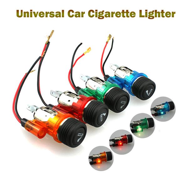 

universal 12v car cigarette lighter waterproof multi-function car charger adapter socket with red/orange/green/blue light #lr25